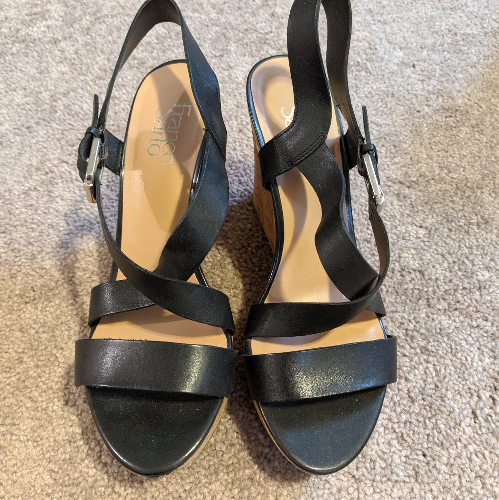 Black Franco Sarto Wedge Heels Sz 8